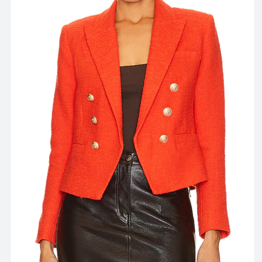 L'AGENCE Red Double-Breasted Blazer